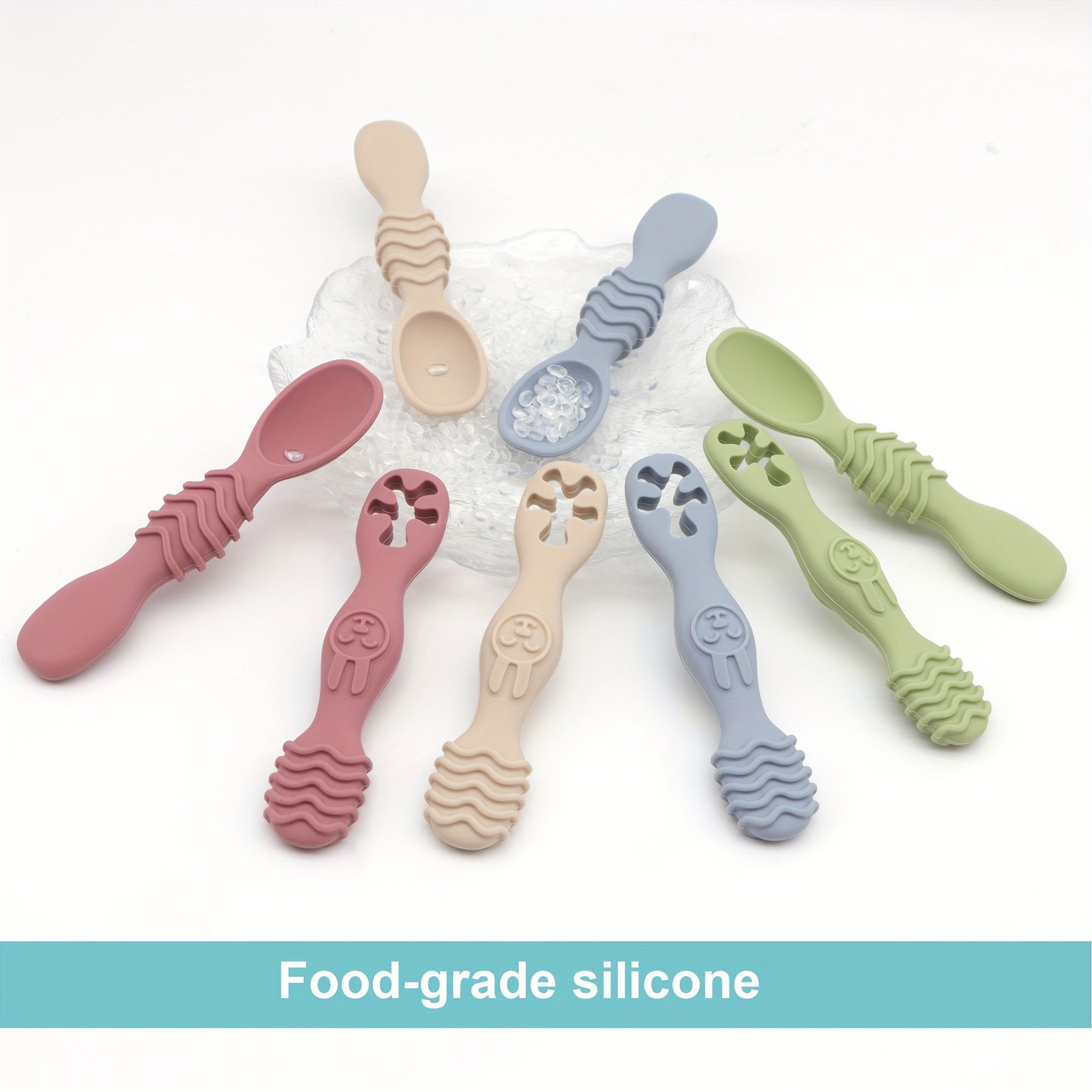 Children's Silicone Feeding Set 2-Piece Soft Spoon and Fork for Kids