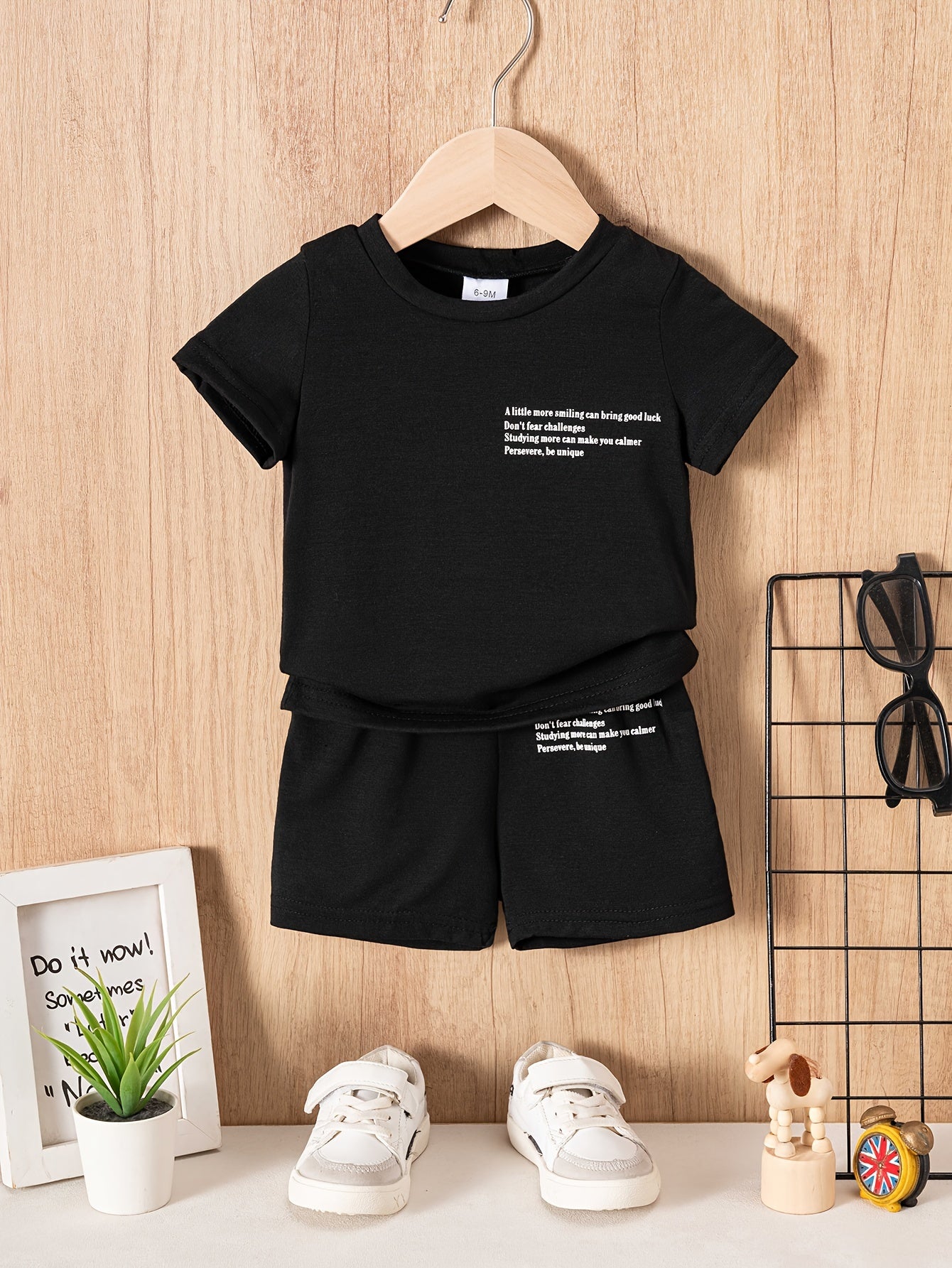 Baby Boy Clothing Set 2pcs Slogan T-Shirt and Shorts Summer Cotton Knit