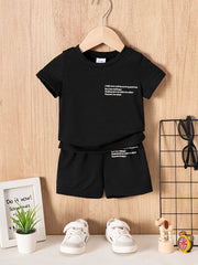 Baby Boy Clothing Set 2pcs Slogan T-Shirt and Shorts Summer Cotton Knit