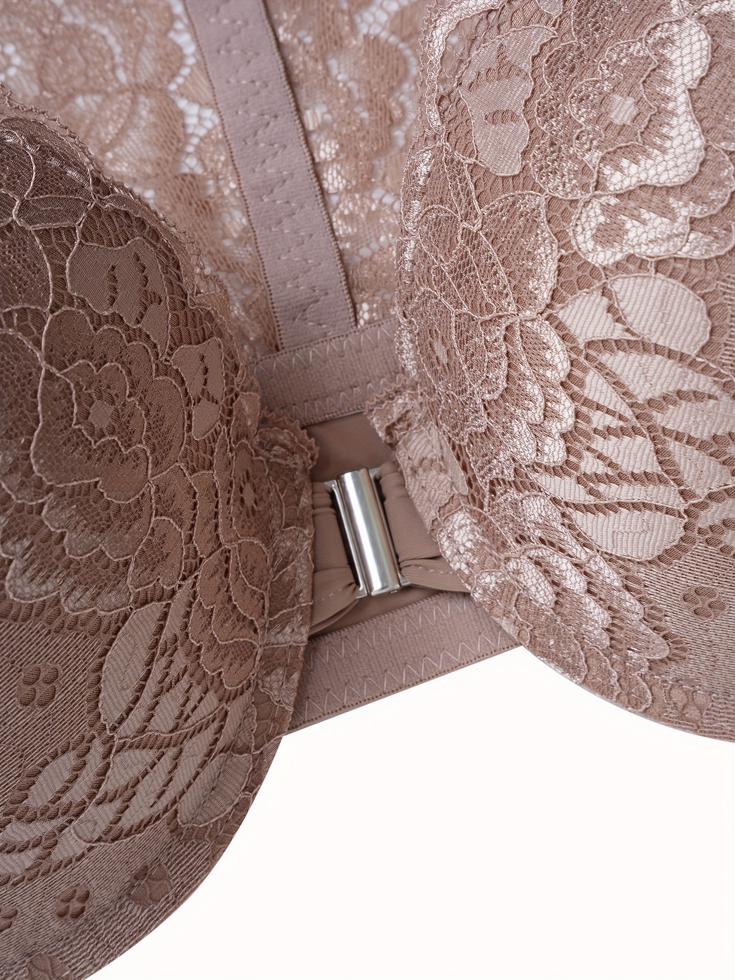 Sujetadores de encaje con cierre frontal para tallas grandes para mujeres con diseño de espalda de corredor, soporte con aros, ligeramente acolchados, encaje floral