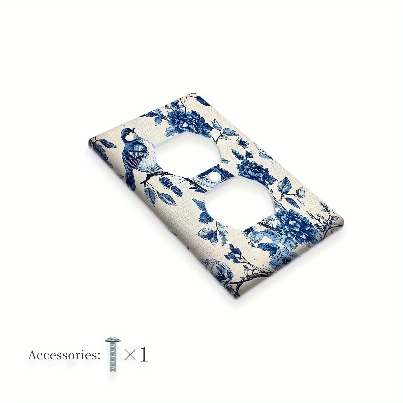 Blue Birds and Floral Wall Plate Cover for Teen Room Bedroom Bathroom Playroom