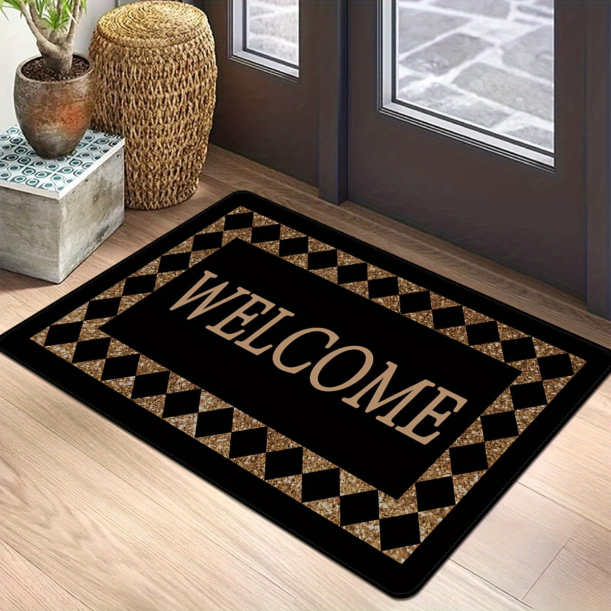 Plaid Doormat Non-Slip Stain-Resistant Entryway Rug for High Traffic Homes
