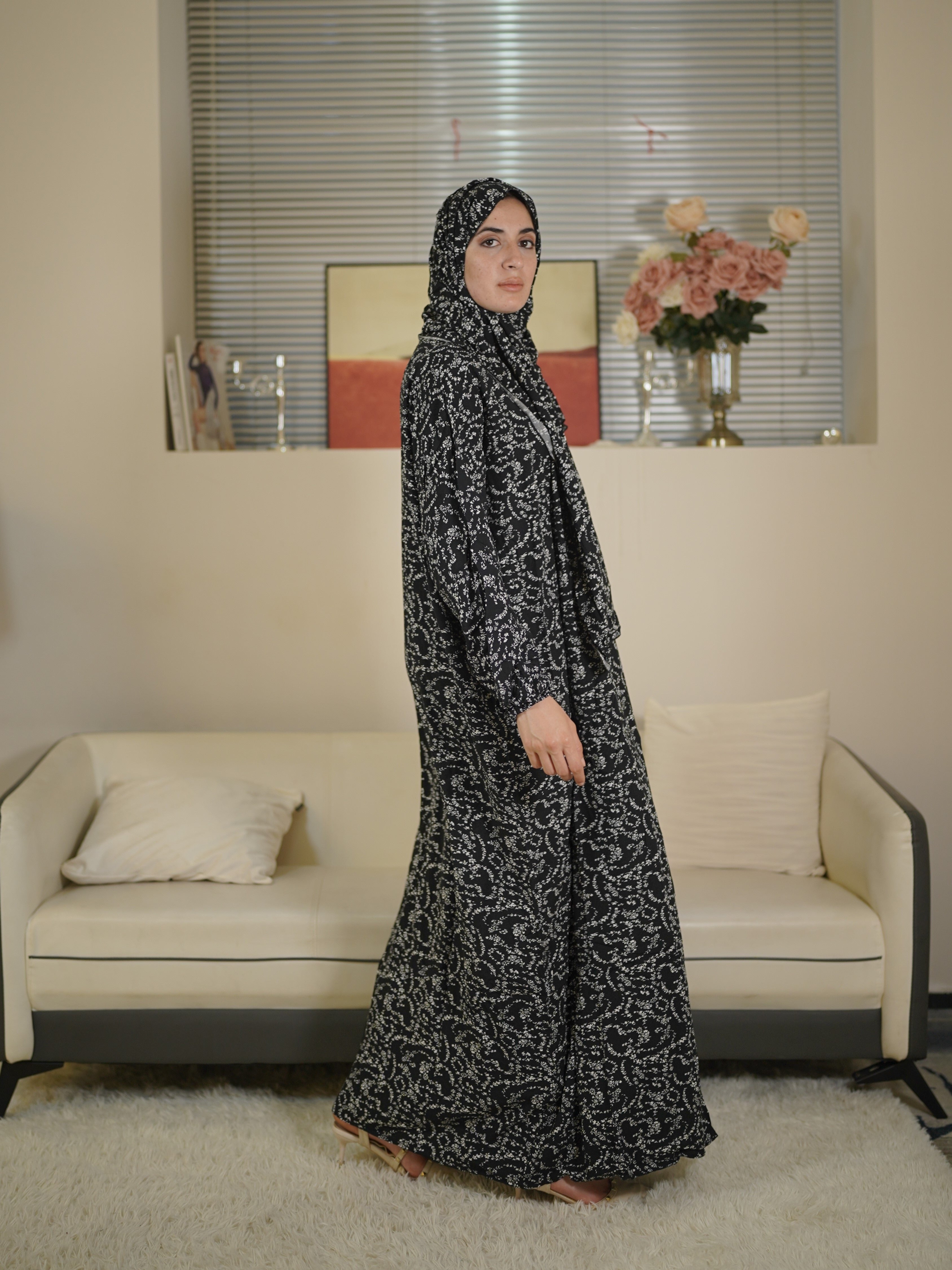 Plus Size Floral Print Maxi Dress Long Sleeve Modest Clothing