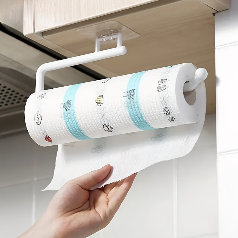 Bathroom Wall Mounted Paper Towel Holder with Punch-Free Installation Plastic Storage Rack