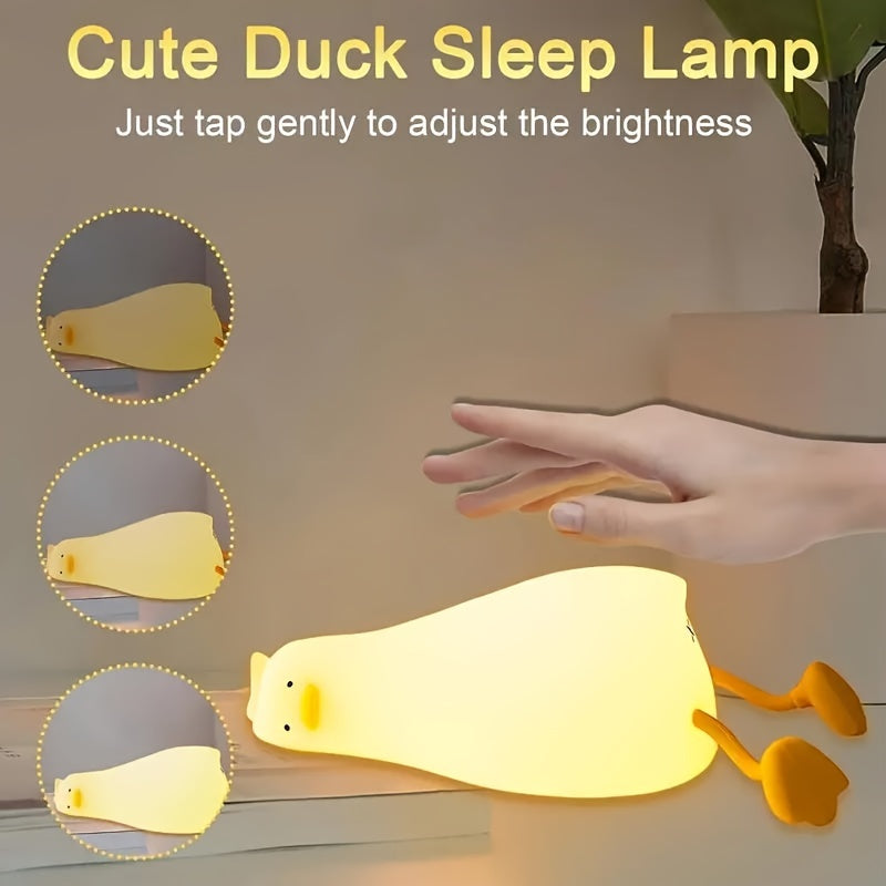 Soft Silicone Duck Night Light Bedside Lamp with 30-Minute Timer and Dimmable Settings