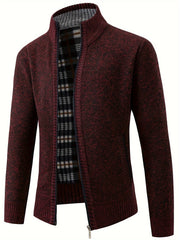 Men's Solid Fleece Cardigan with Pockets Turtle Neck Zip Up Sweater for Winter Fall Outdoor Activities