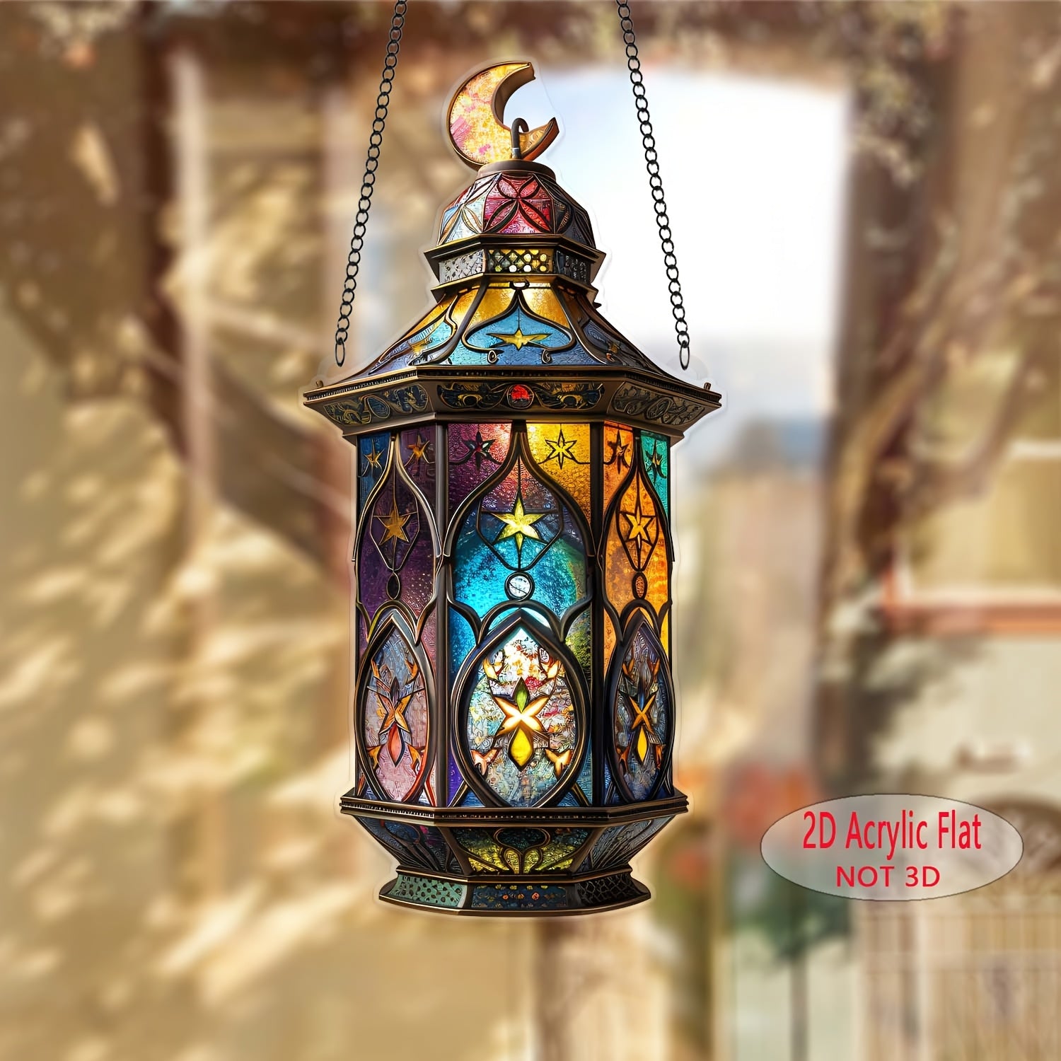 Dekorativ Islom chiroqi quyosh nuri devorga osilgan akril bo'yalgan plastmassa Ramazon oy yulduzli Eid sovg'asi