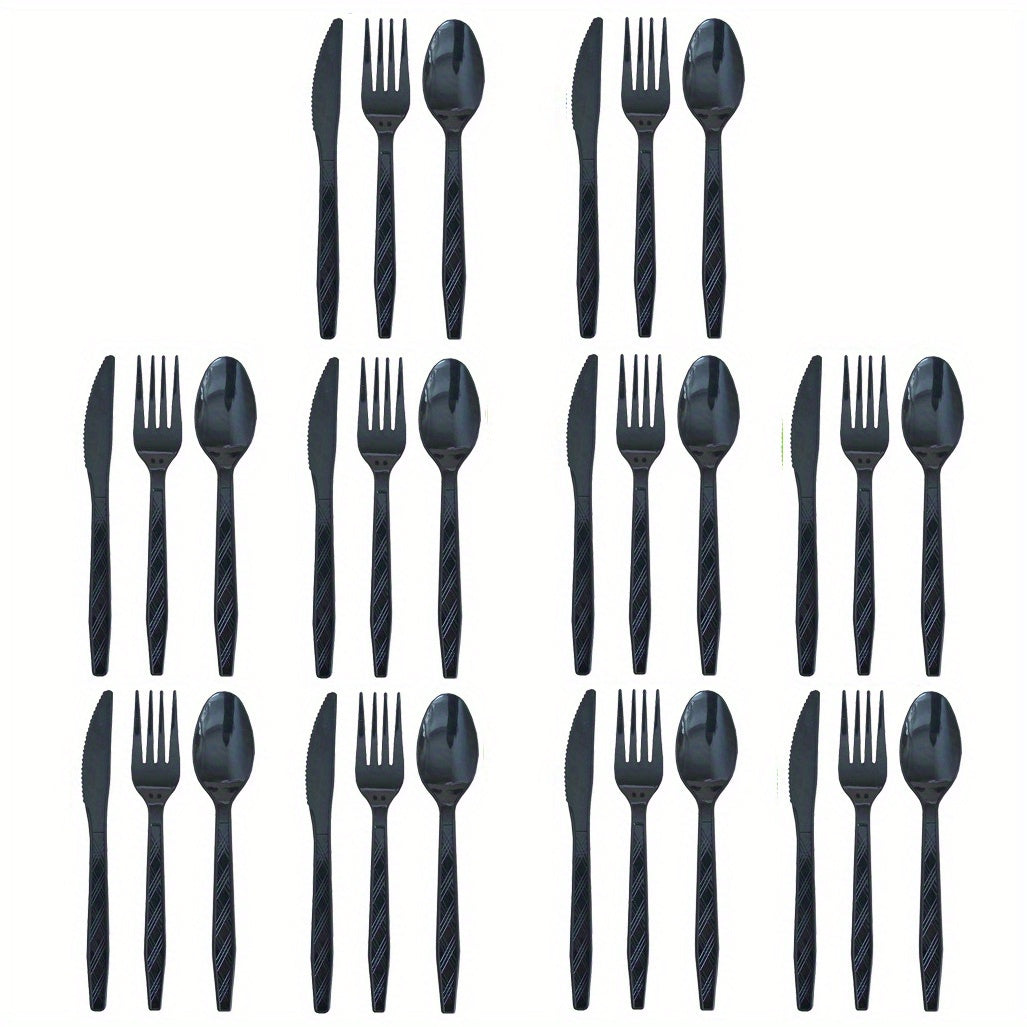 Set of 3 Colored Disposable Plastic Tableware Pieces for Weddings and Parties