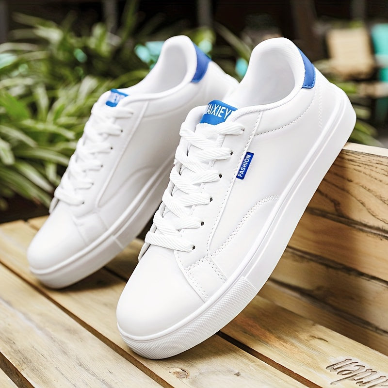 Men's Casual Skate Shoes Solid Color Low Top Lace-Up PU Upper Fabric Lining EVA Insole Rubber Sole