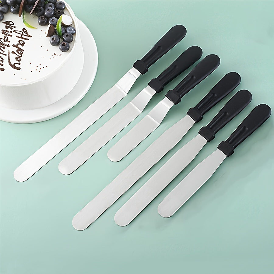 Set of 3 Stainless Steel Cake Scrapers for Decorating, Straight and Curved