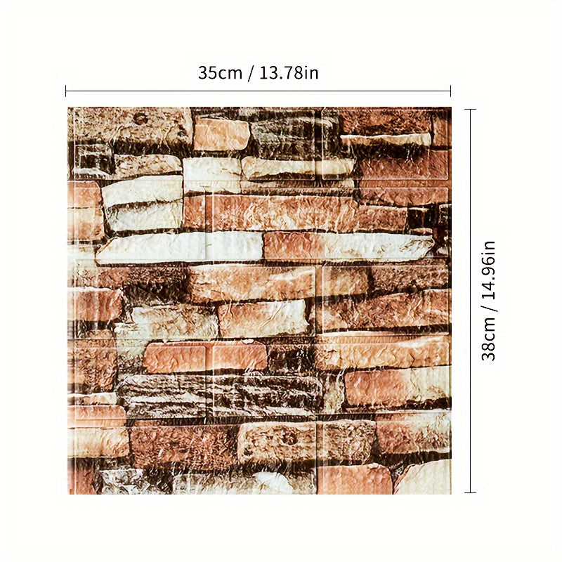 50/100pcs Waterproof Self-Adhesive 3D Brick Foam Wall Stickers for Room Decor
