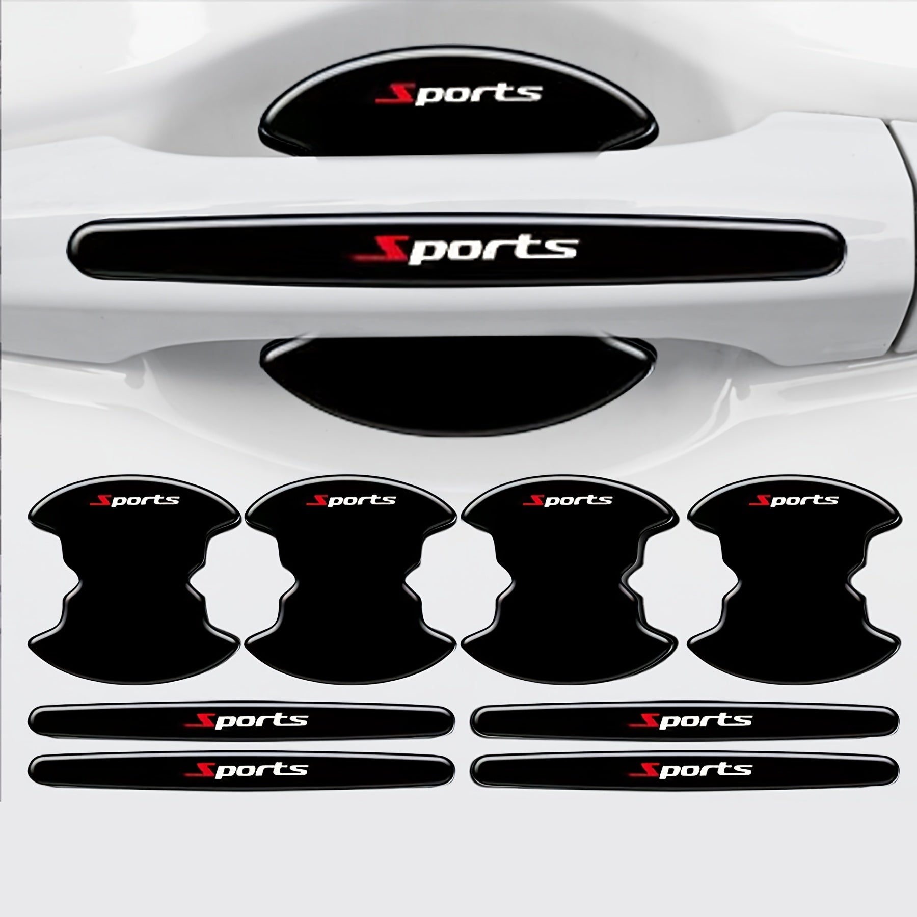 8pcs Car Door Handle Protector Set Durable ABS Anti-Scratch Stickers