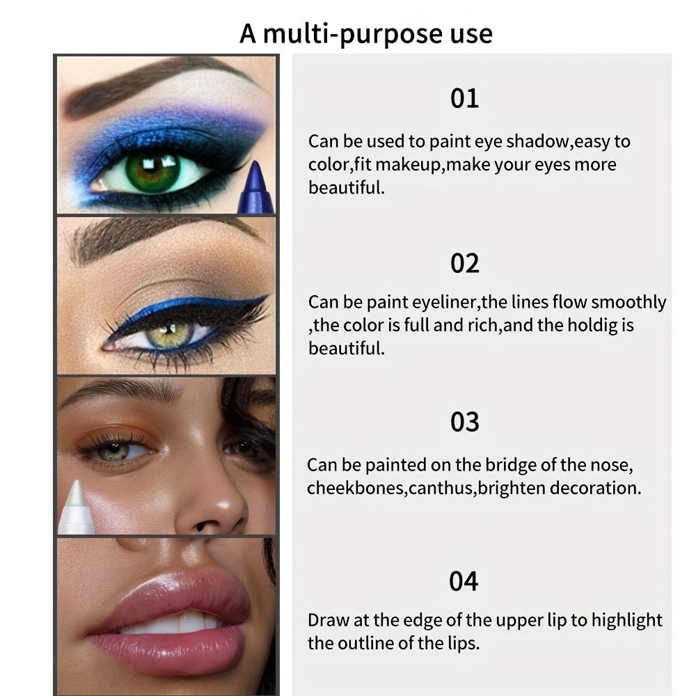 Lápiz de delineador de ojos mate con purpurina en 14 colores para mujer, a prueba de agua y sin manchas