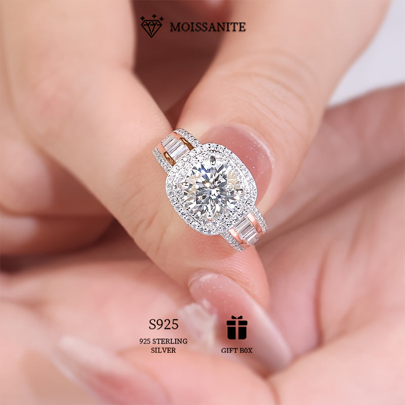 Sterling Silver Hypoallergenic Ring with 2ct Moissanite for Women Engagement Wedding