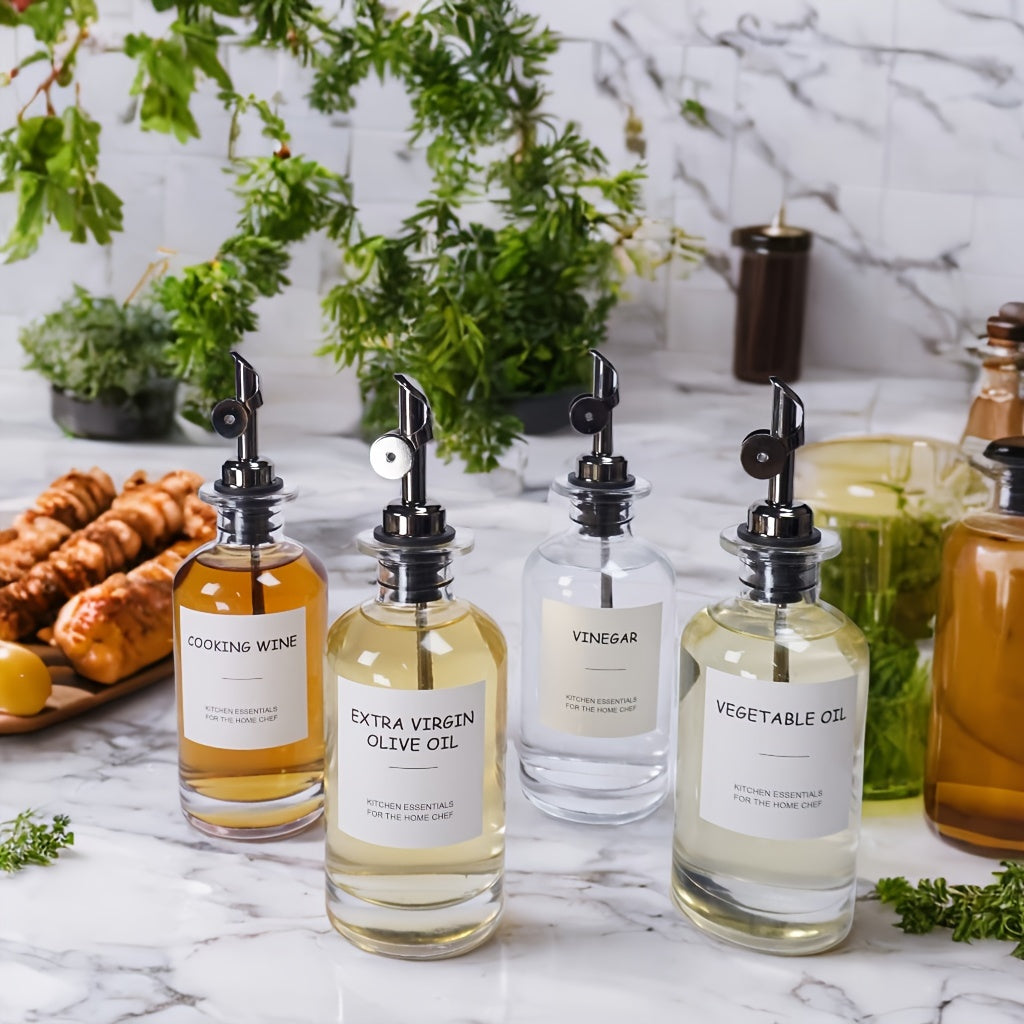 Set of 4 Oil and Vinegar Dispenser Bottles with Leak-Proof Design