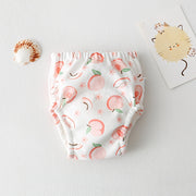 "Белые сладкие персиковые весенне-летние корейские гафрированные тренировочные штаны для маленьких детей - с водонепроницаемой и непромокаемой технологией и милым мультяшным дизайном."