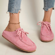 Women's Slip-On Mules with Lace-Up Design Casual Flip Flops