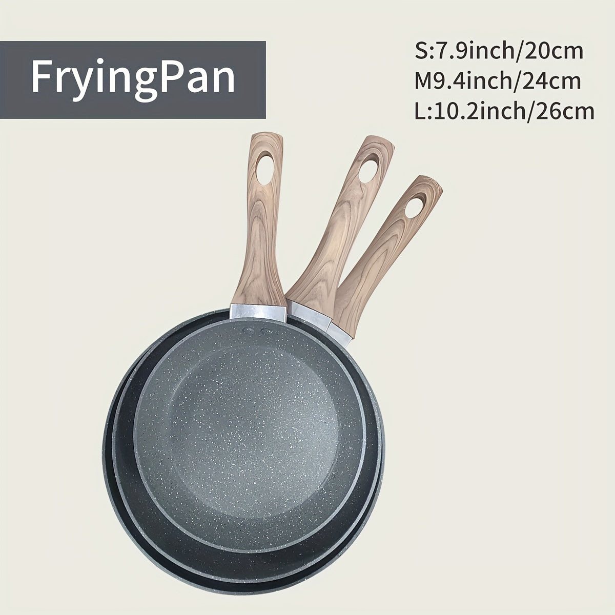 Non-Stick Aluminum Frying Pan Gray Granite Stone Induction Gas Stove Cookware