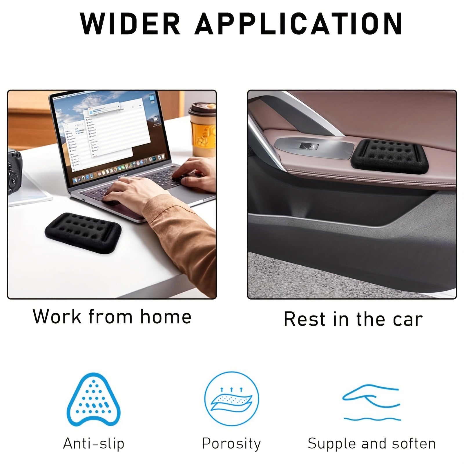 Universal Car Armrest Pad Memory Foam Support Fatigue Relief