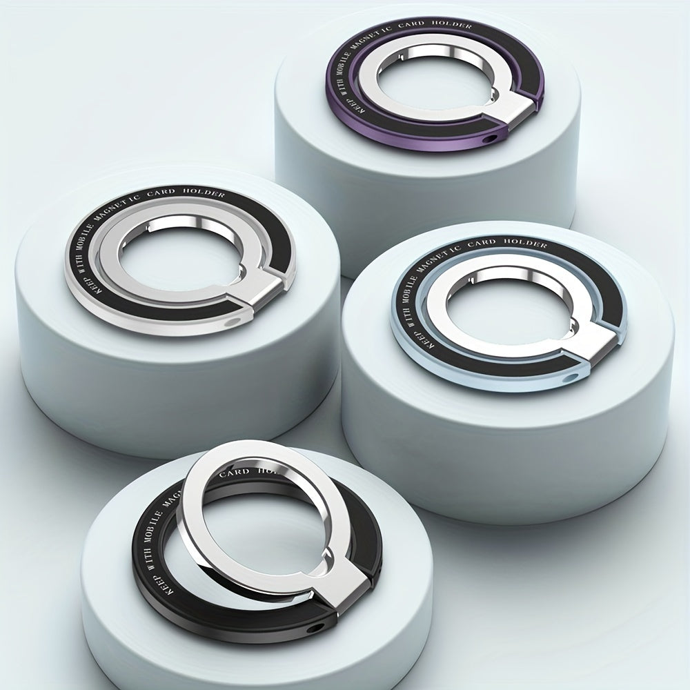 Metal Zinc Alloy Magnetic Phone Ring Holder 360° Rotating Folding Ultra-Thin Car Desktop Compatible