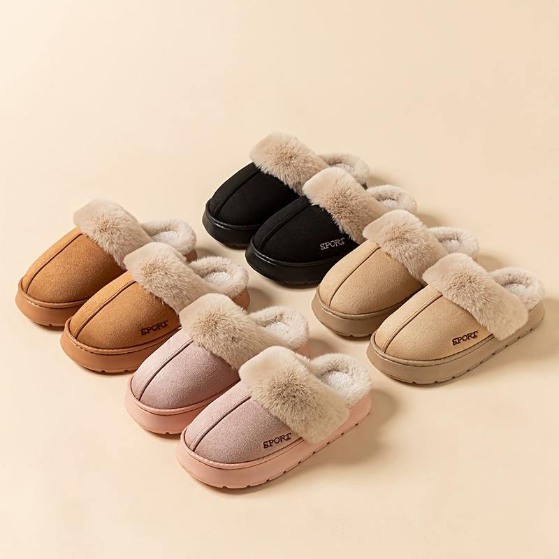 Women's Artificial Slippers Soft EVA Sole Plush Indoor Outdoor Shoes Beige