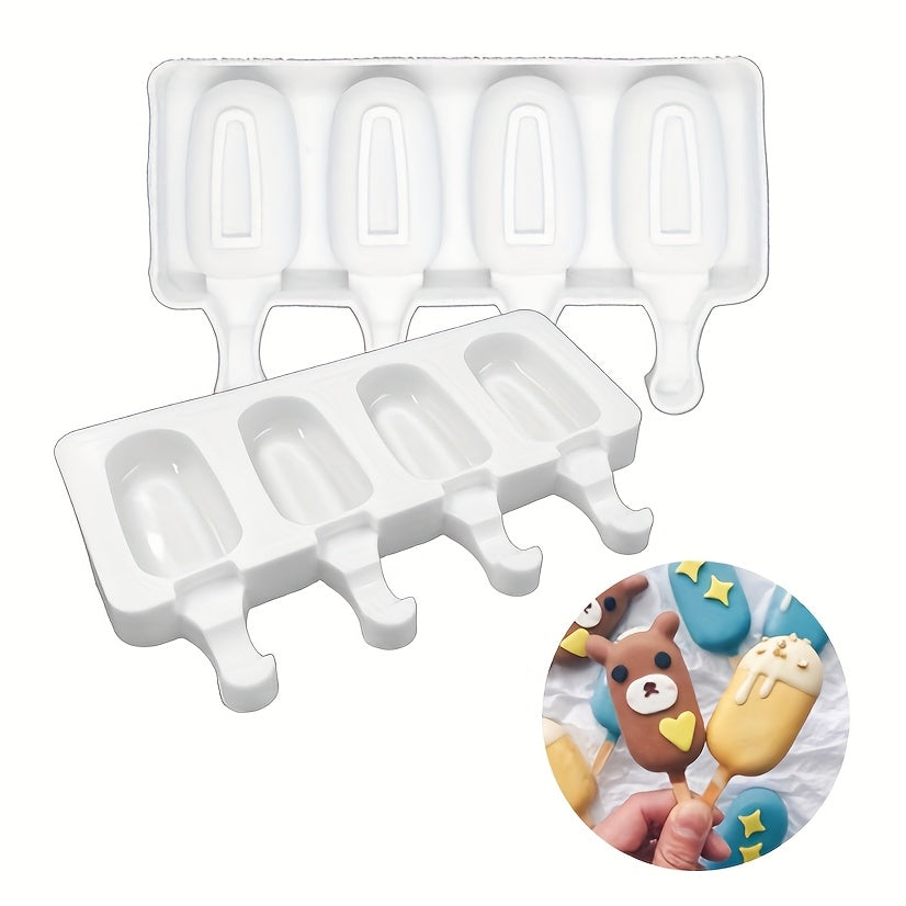 Silicone Ice Cream & Popsicle Mold Reusable 3/4/8 Cavities