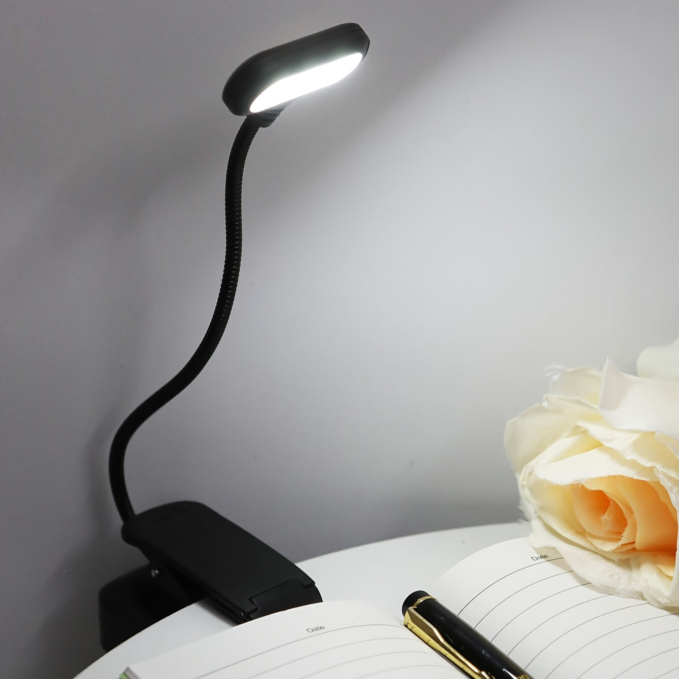 LED Book Light with Adjustable Arm and Push Button Control