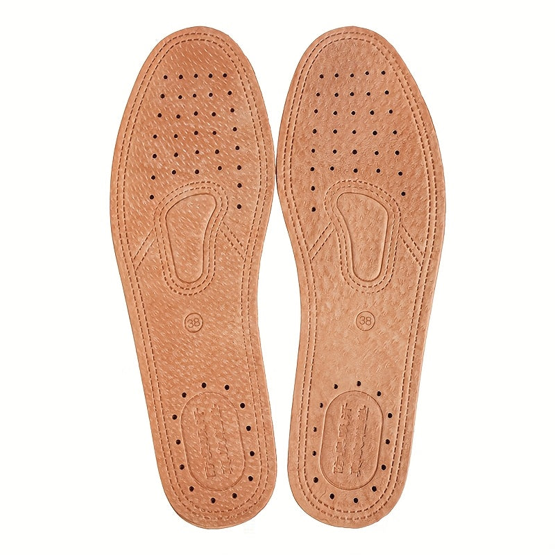 Unisex Leather Shoe Insoles Breathable Odor-Resistant Footbeds for Casual and Sports Shoes
