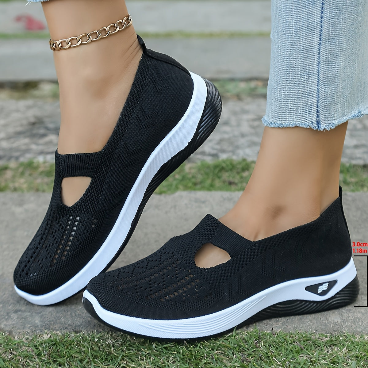 Women's Slip-On Running Sneakers Breathable Fabric Rubber Sole All-Season
