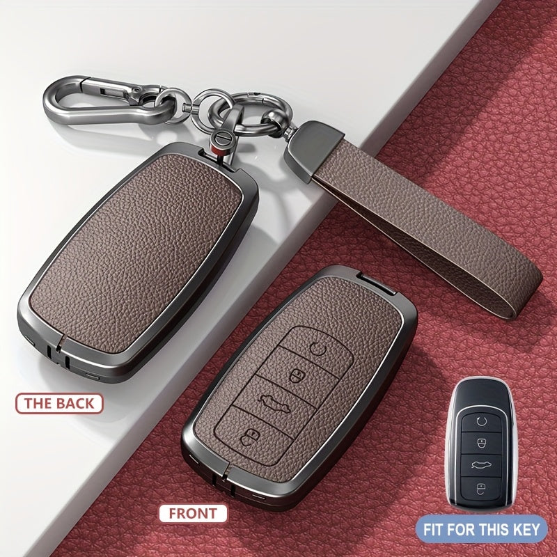 Universal TPU Car Key Cover Protector Red Textured Zinc Alloy Shell