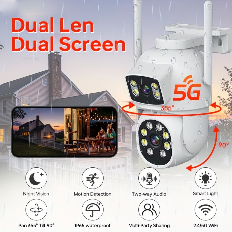 Outdoor WiFi Security Camera with AI Human Tracking Color Night Vision Two-Way Audio Pan Tilt USB Powered