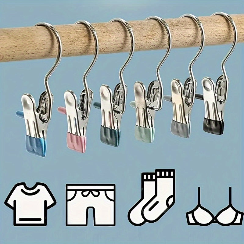 Set of 10 Stainless Steel Multi-Purpose Hangers with Hooks for Hats Socks and Pants
