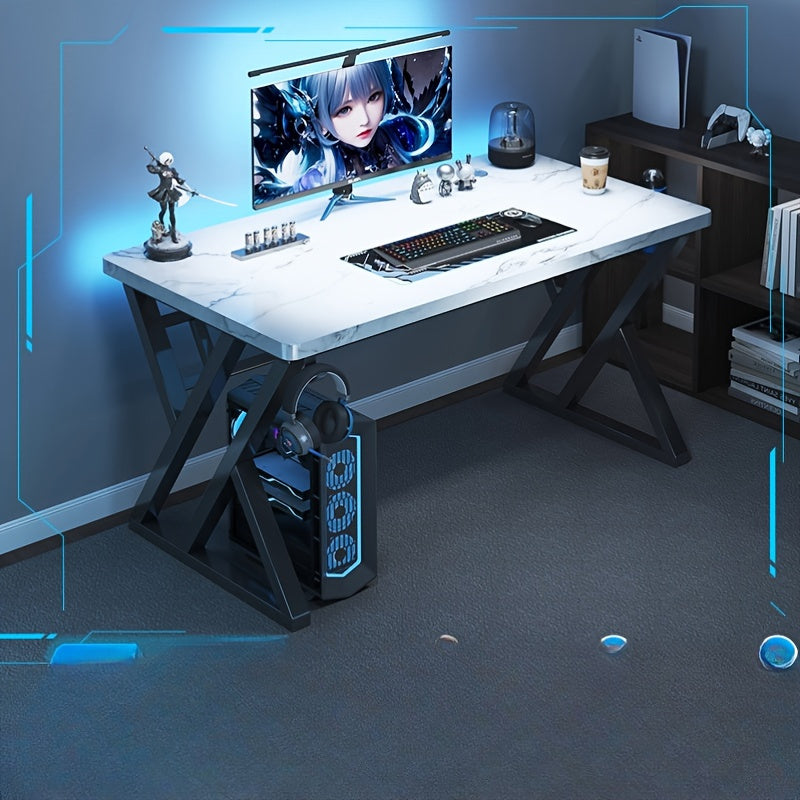 White Wooden Desk for Gaming Work and Study Sturdy Multi-Functional Home Office Table