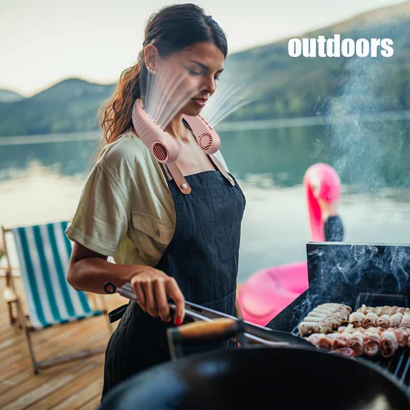 Rechargeable Neck Fan with Digital Display Lightweight Portable USB Fan for Home Office Outdoor Sports