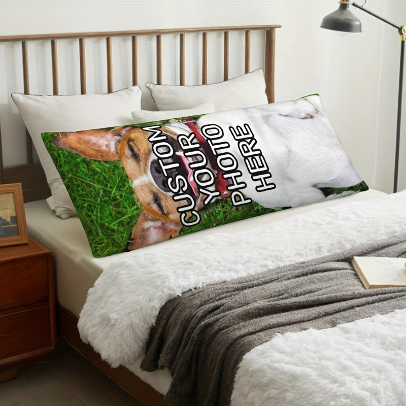 Custom Pet Photo Body Pillow Cover Reversible Plush 20x54 Inches