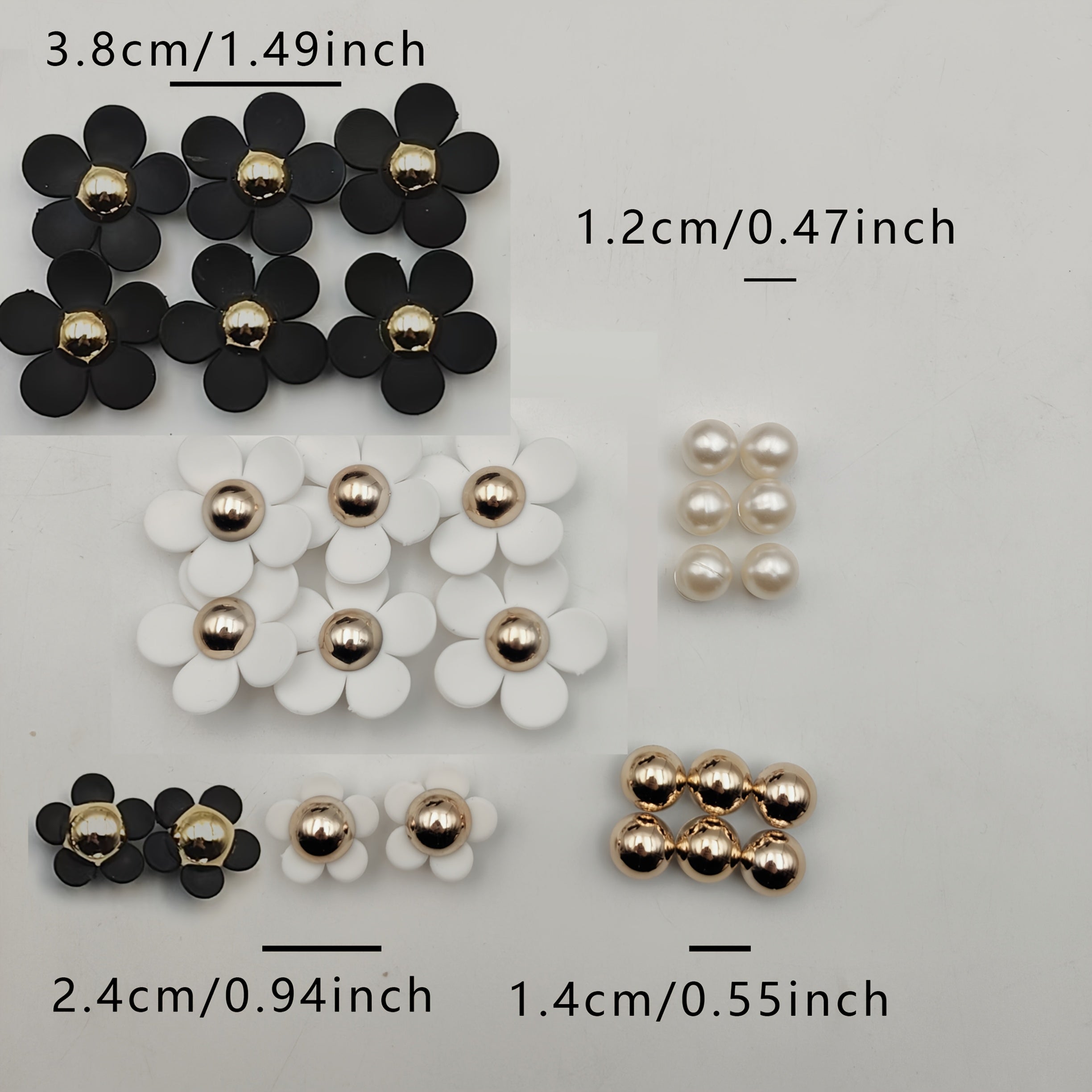 Women's PVC Shoe Charms Black and White Daisies Pair