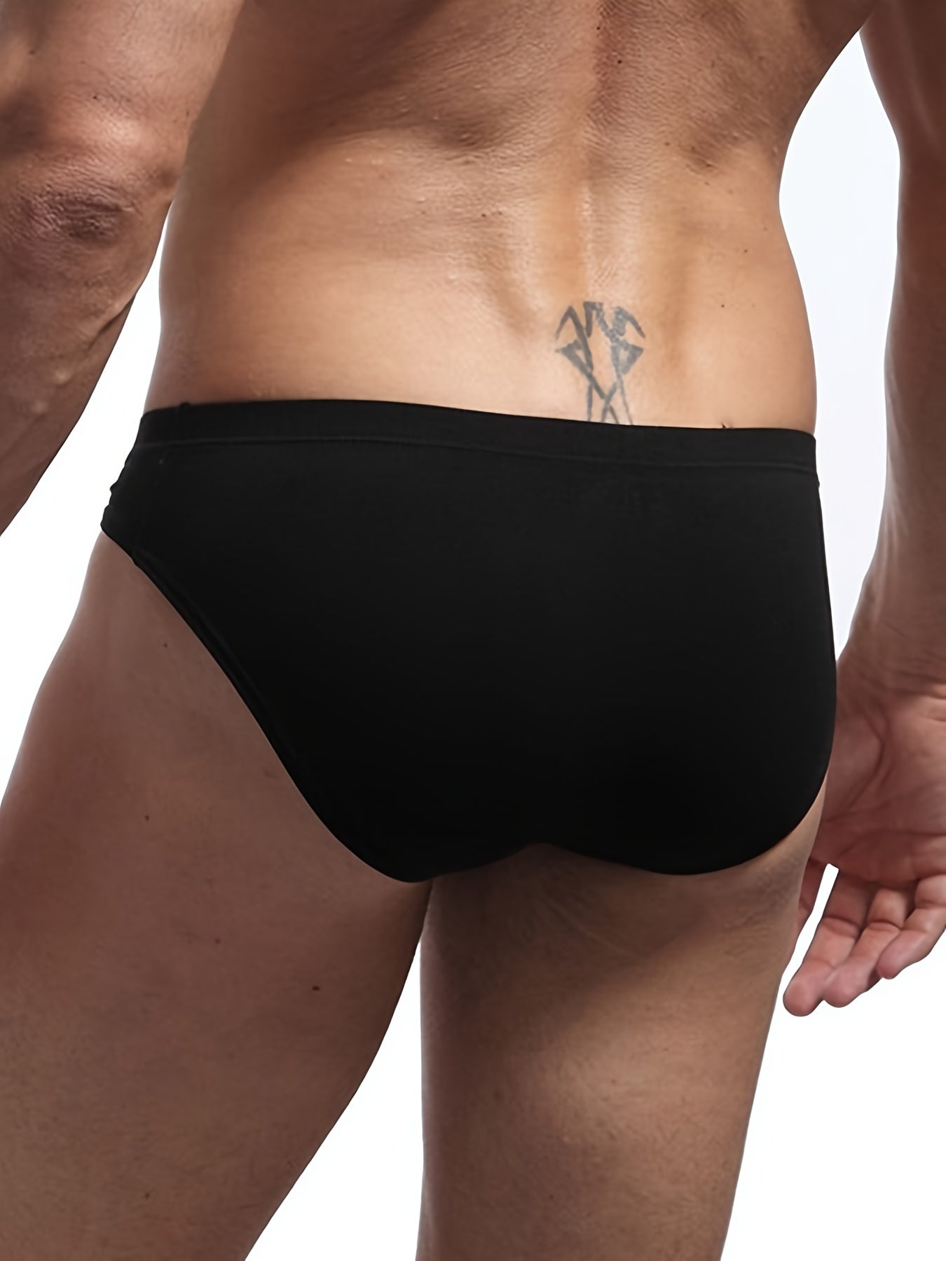 Men's Low Waist Briefs 3-Pack Cotton Stretch Breathable Underwear in Blue White Black