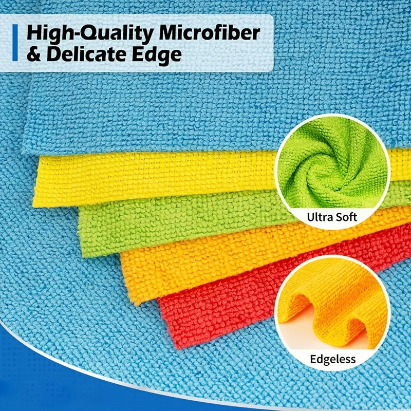 12 Orange Microfiber Cleaning Cloths Lint-Free Reusable Dusting Towels
