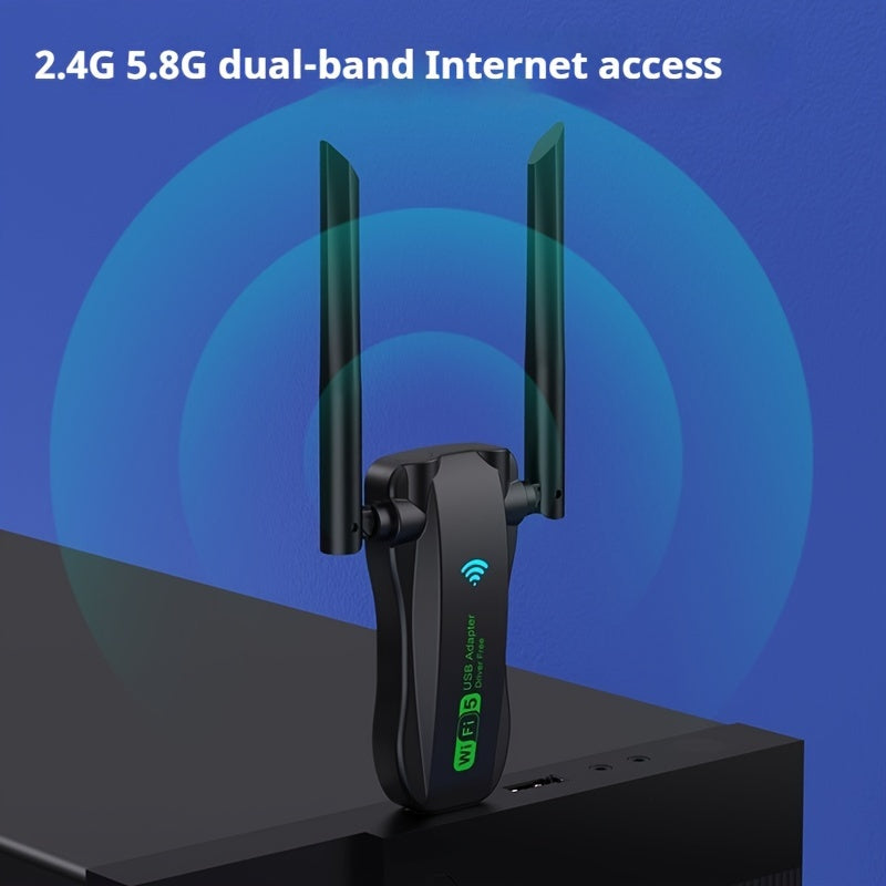 Двуканальный WiFi USB-адаптер 1300 Мбит/с Высокоскоростной интернет 5.8G 2.4G Вставляй и используй