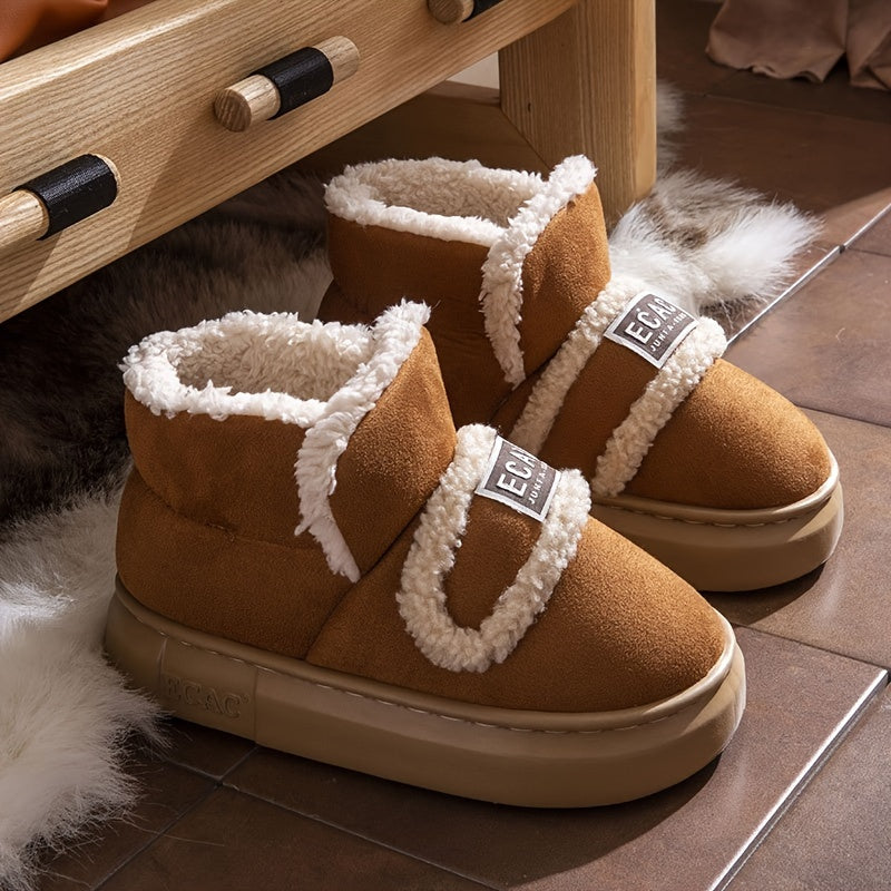 Women's Ankle Boots Minimalist High-Top Short Plush Lined Color Block