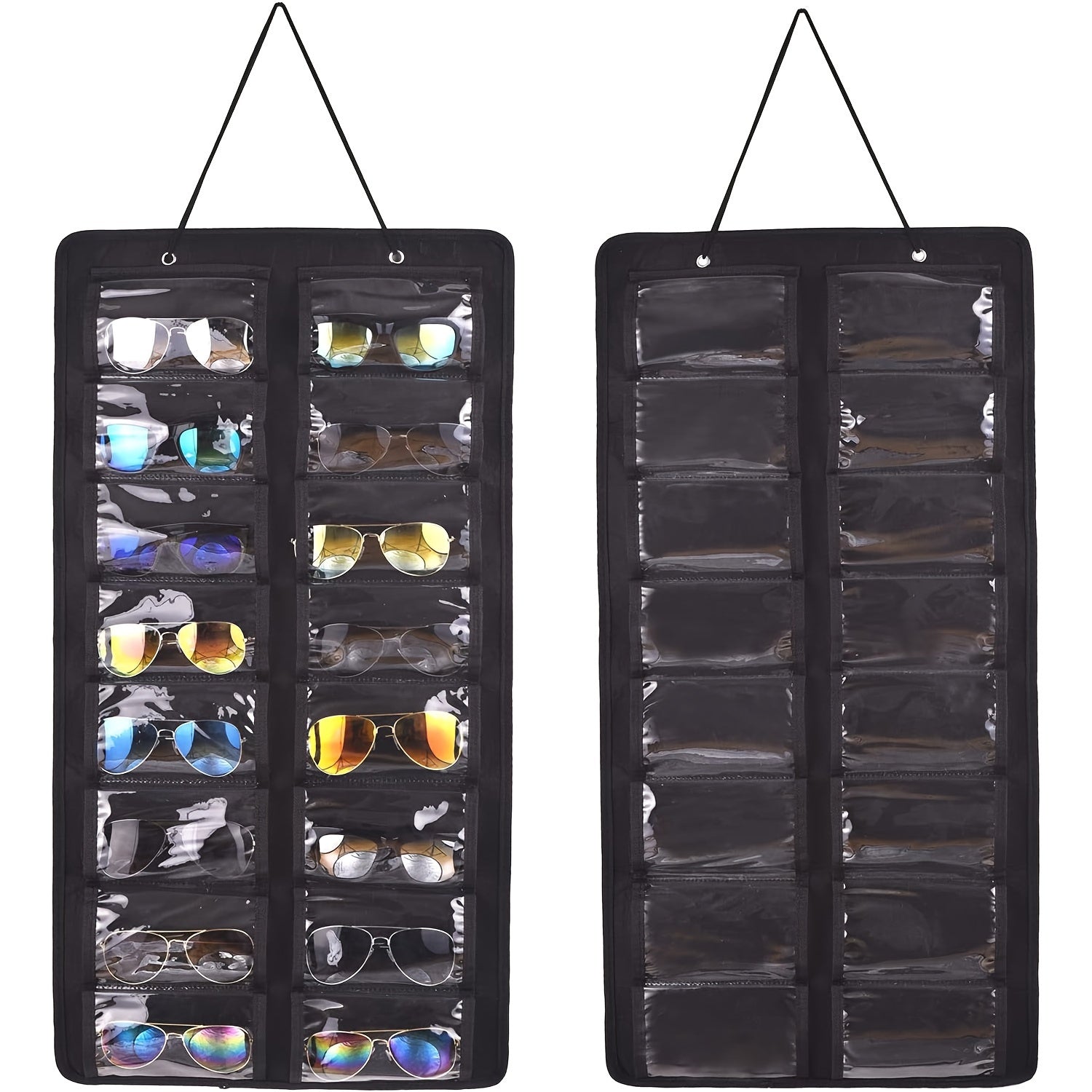 16-Slot Glasses Organizer Wall Pocket Dust-Proof Hanging Storage for Women Accessories