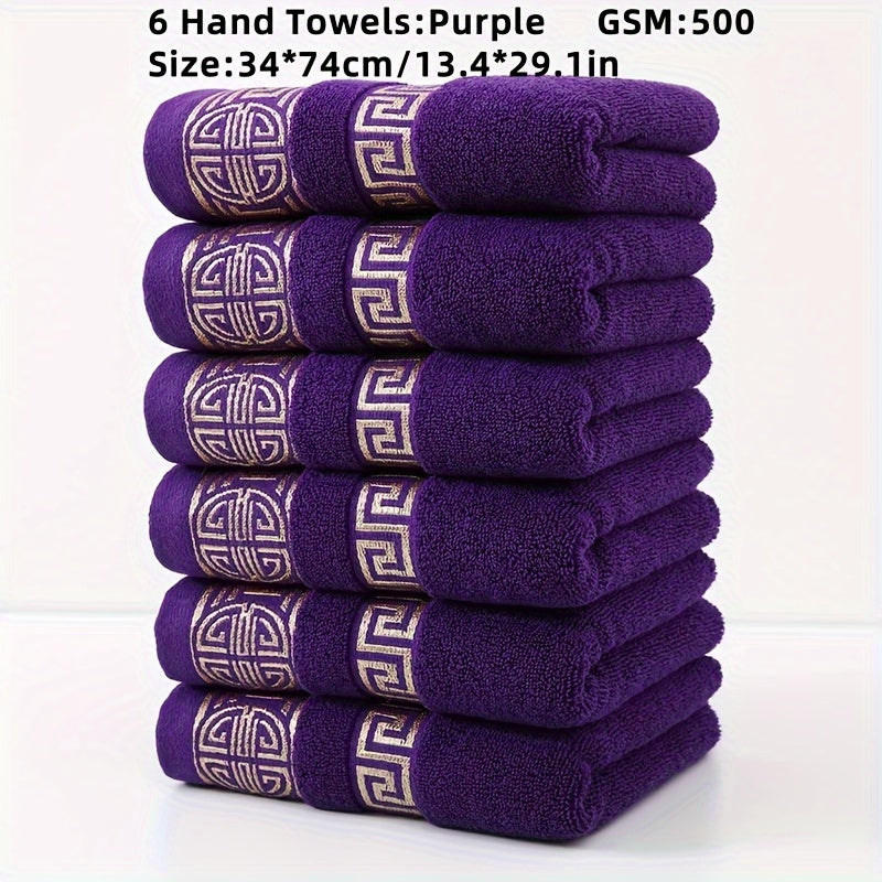 6-to'plam paxta sochiq to'plami, juda yumshoq, yaxshi o'zini o'zi yuvadigan, soya chidamli, geometrik dizayn, uy, hammom, sayohat uchun