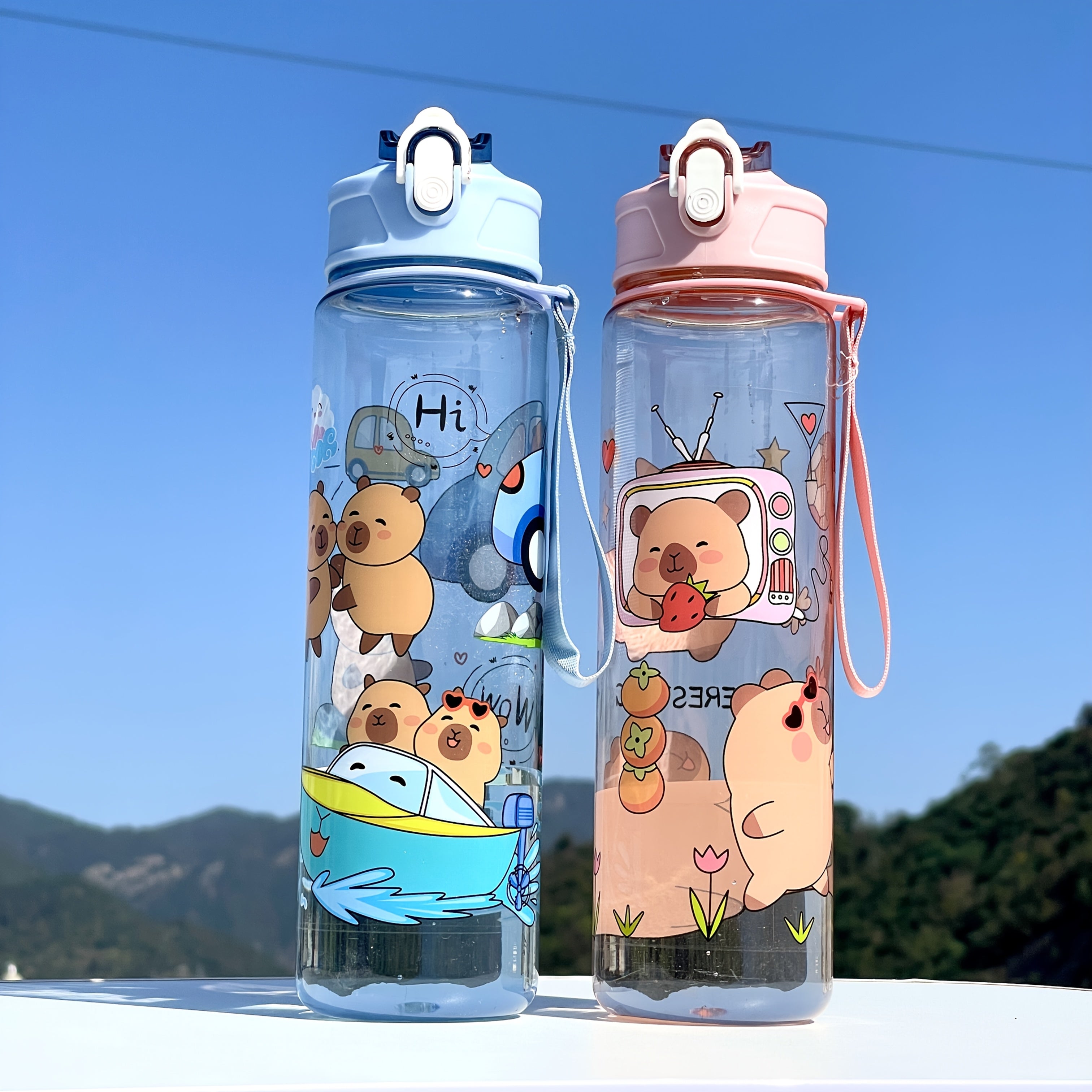 Large Sports Water Bottle with Whimsical Designs Durable Portable for Outdoor Activities