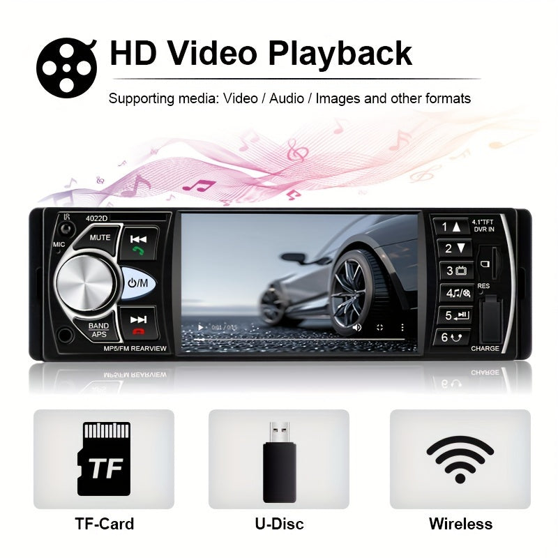 Reproductor multimedia portátil para coche con pantalla HD de 4 pulgadas, soporta 14 idiomas, USB, AUX, FM, control remoto