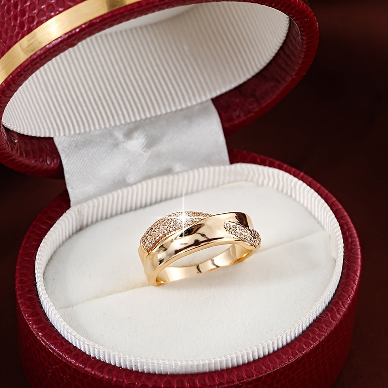 18K Gold Plated Zirconia Cross Ring for Women and Girls Elegant Jewelry