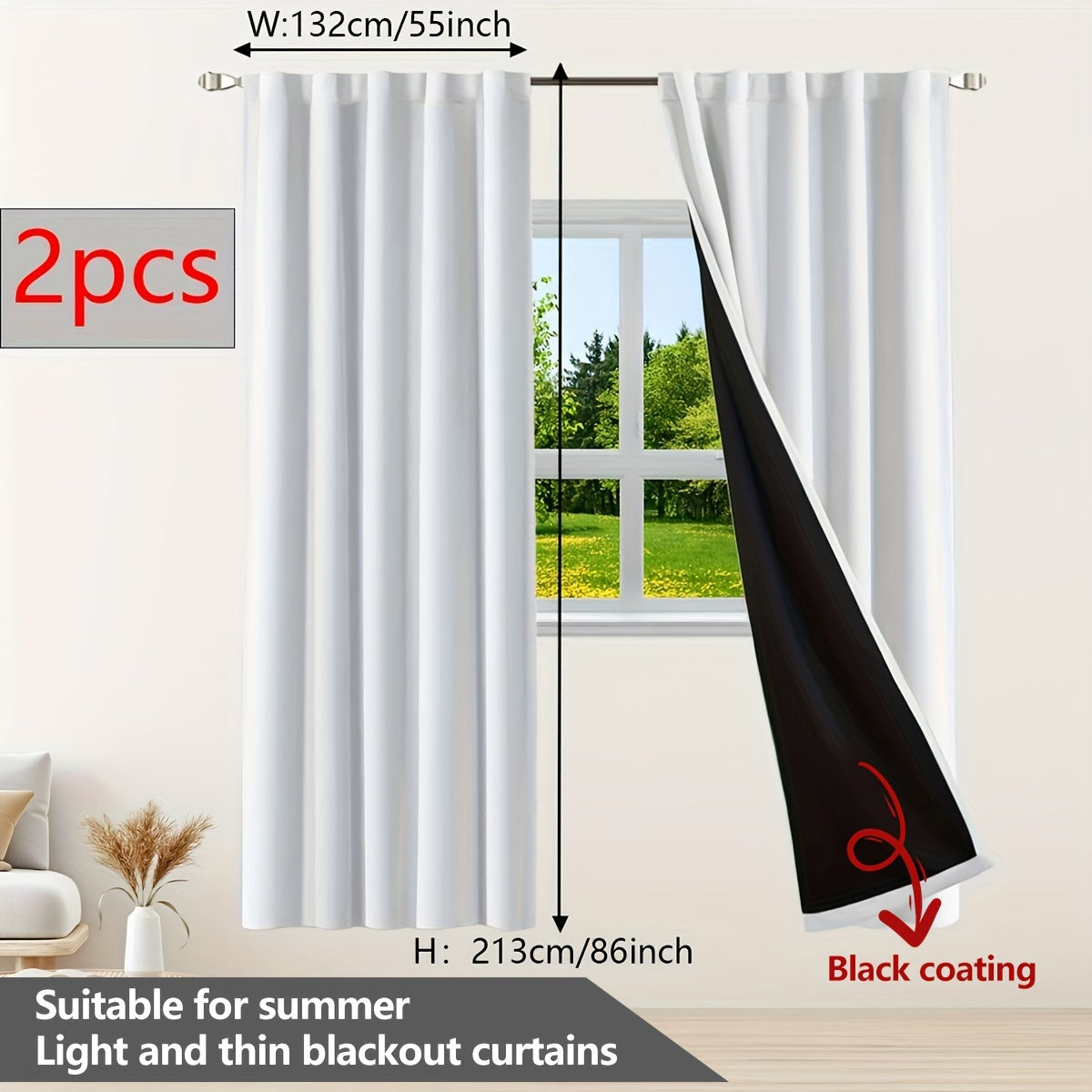 Two Pieces Blackout Curtains Thermal Insulated Twill for Bedroom Living Room
