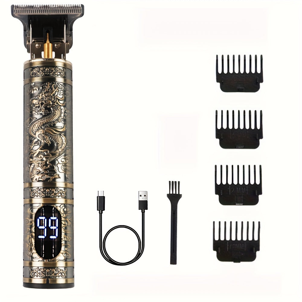 WEEME Professional Electric Hair Trimmer for Men simsiz, USB orqali zaryadlanadigan dizayni va turli o'lchamdagi keramik pichoqlari bilan. Zamonaviy oltin dizayn, oila va do'stlar uchun ideal sovg'a.