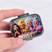 Ladies Metal Pill Box 2-Compartment Portable Medicine Storage