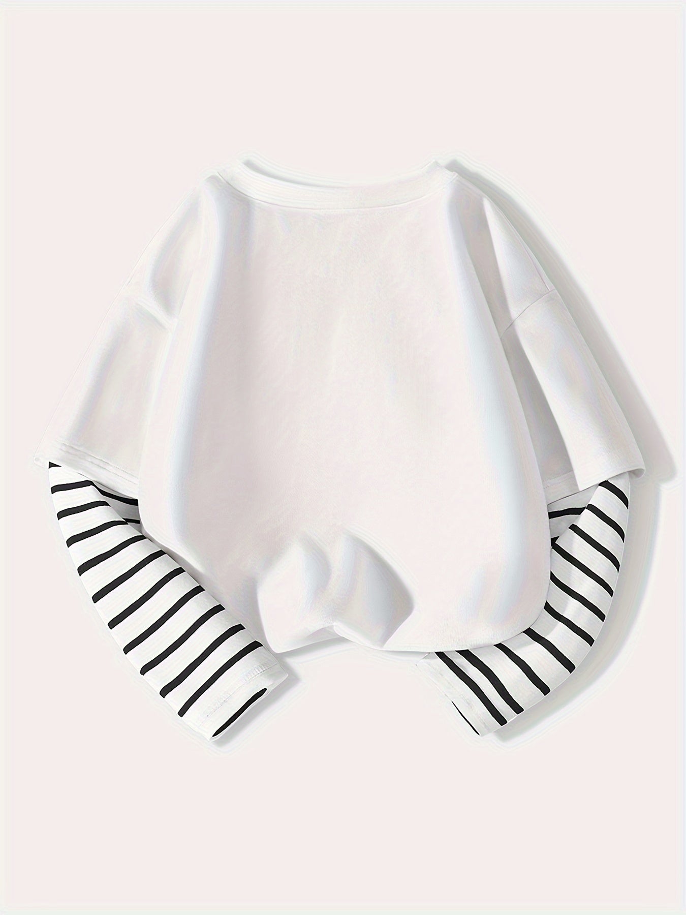 Kids Boy's Striped Long Sleeve Top with Astronaut Cartoon Print in Cotton for Spring Fall