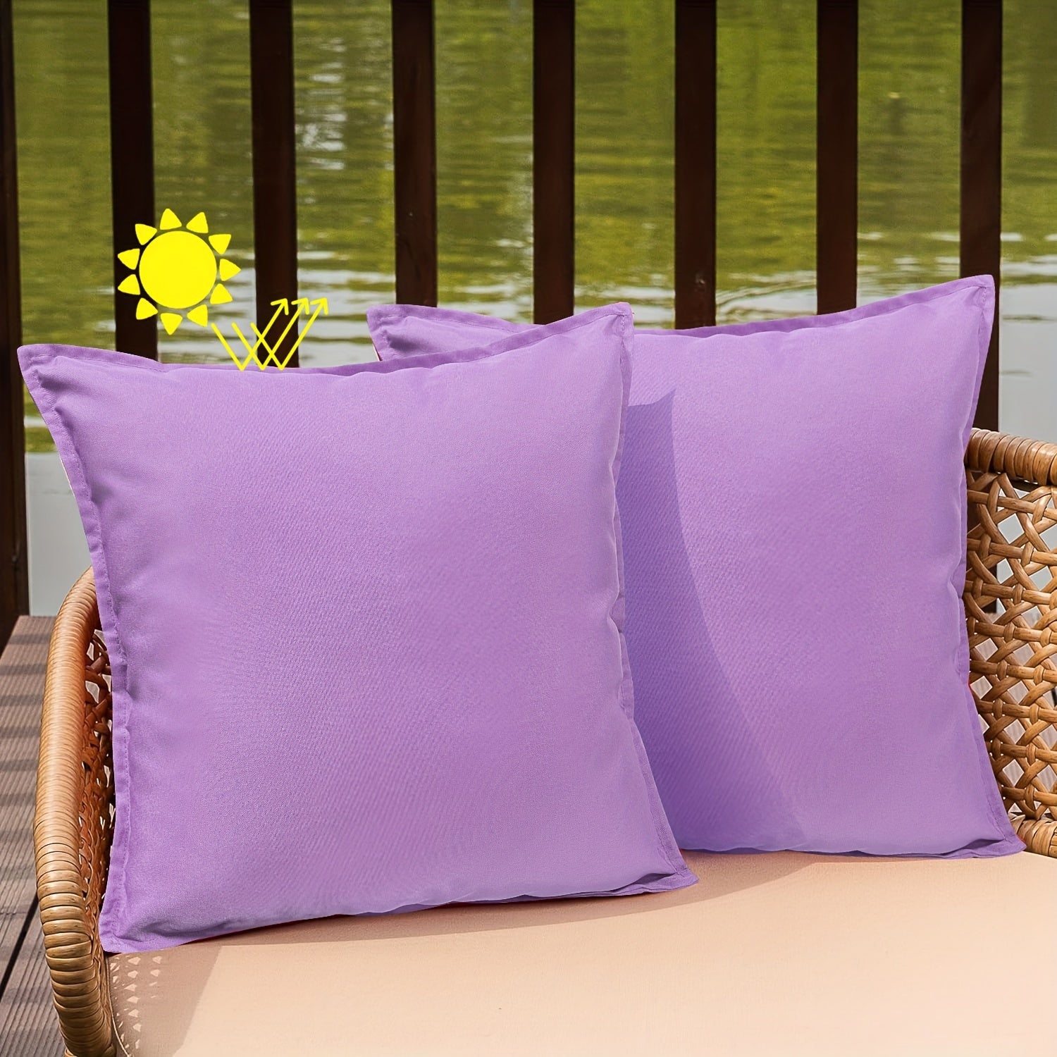 Green Outdoor Cushion Covers 2 Pack Zipper Polyester for Patio Garden Furniture